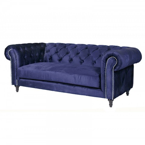 Artelore - Dark Blue Capitone Three seat kanapé
